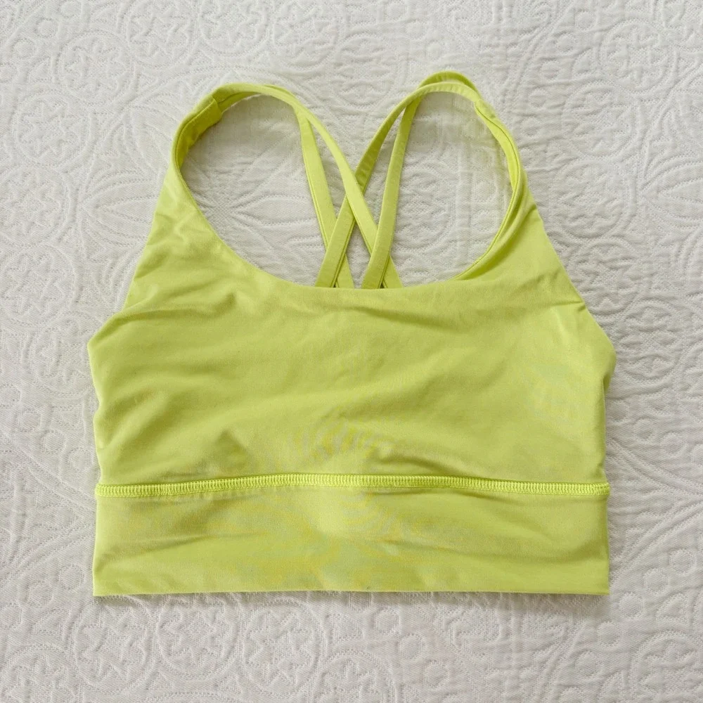 Lululemon Energy‎ Longline Bra, Electric Lemon (Medium Support, B/C) Sz 4